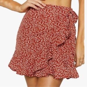 Chic Nation Red Floral Skirt
